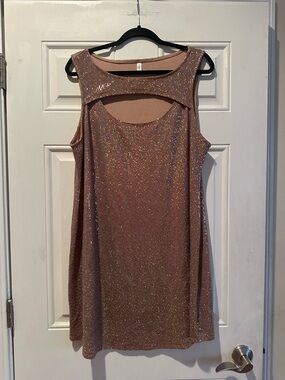 Emerald Tan Sequin Cutout Mini Dress-Pretty!